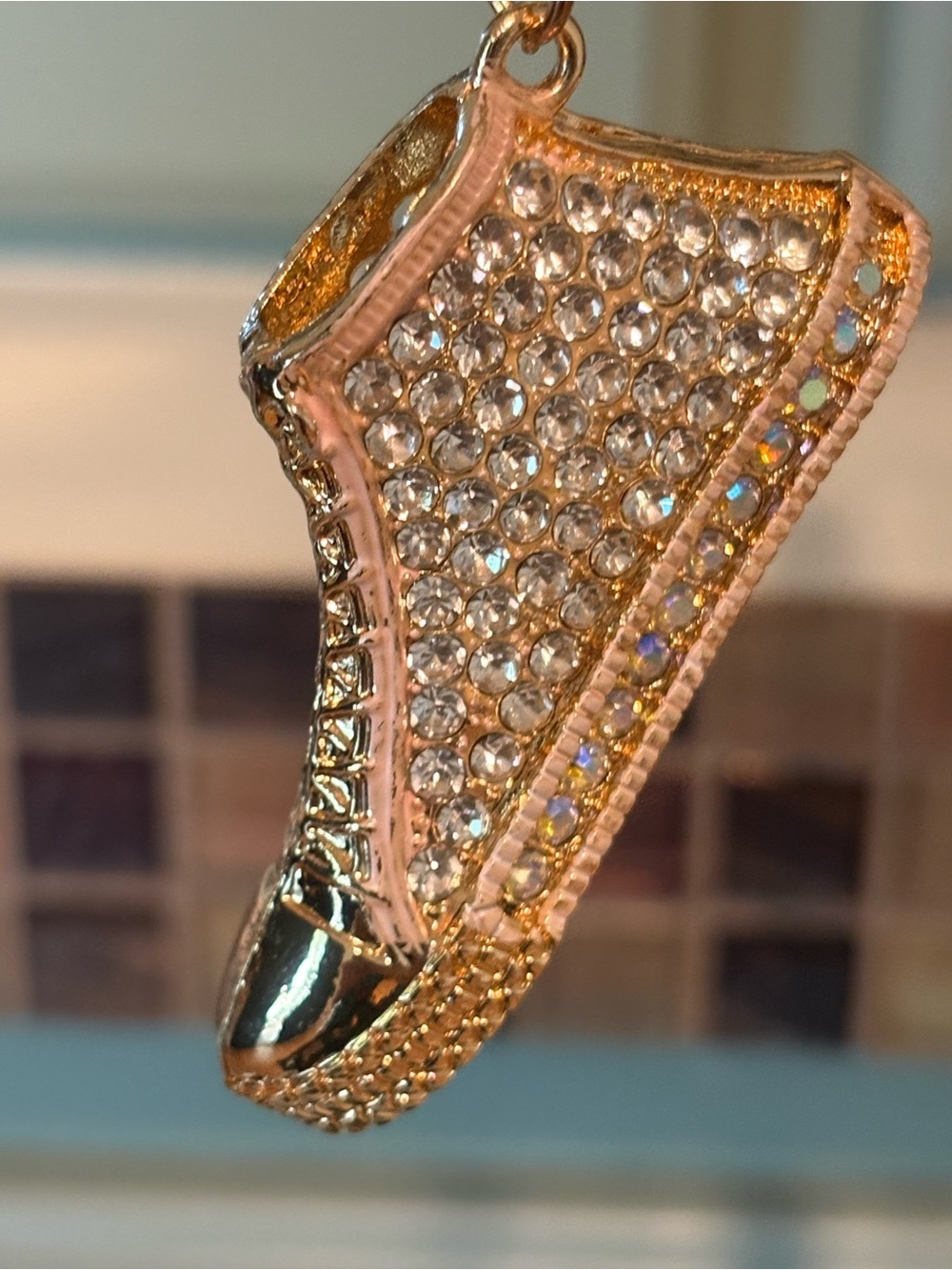 Gold Crystal Sneaker Keychain - Women's Accessory - Picture 3 of 4